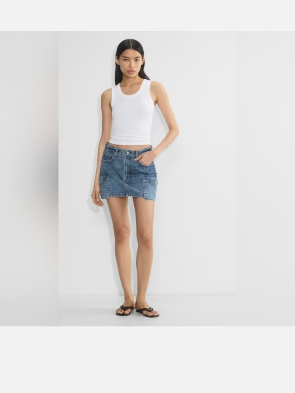NWOT Light Wash Denim Mini Skirt with Utility Pockets
